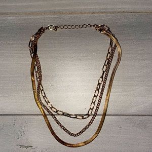 Multi layer gold choker necklace
